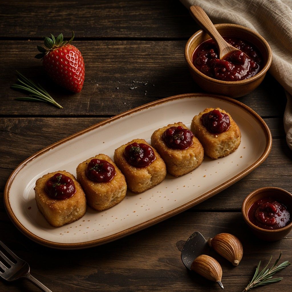 Caprichos de brie con mermelada de fresa