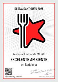 Restaurante Gurú - la Llar de l'Allioli - Premio Excelente Ambiente